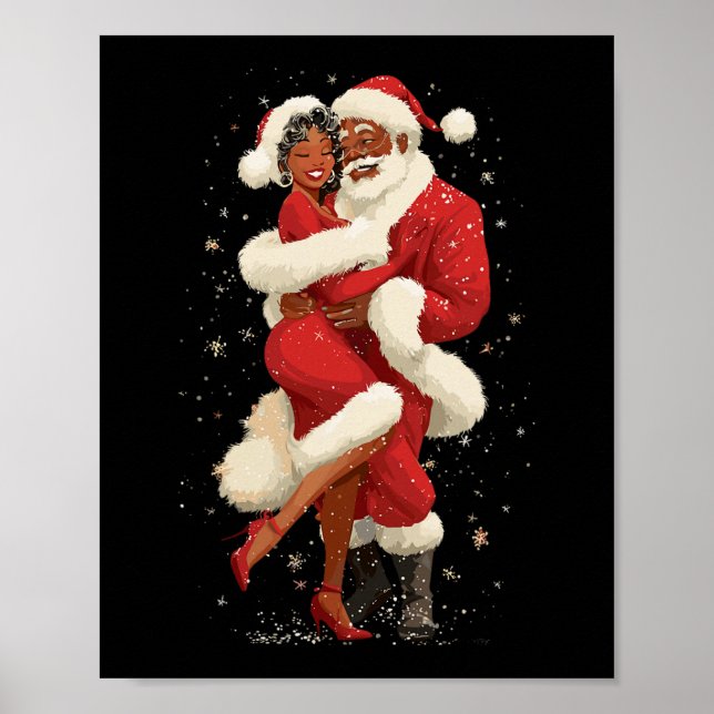 Afroamerikansk jultomte som dansar med fru Claus f Poster (Framsidan)