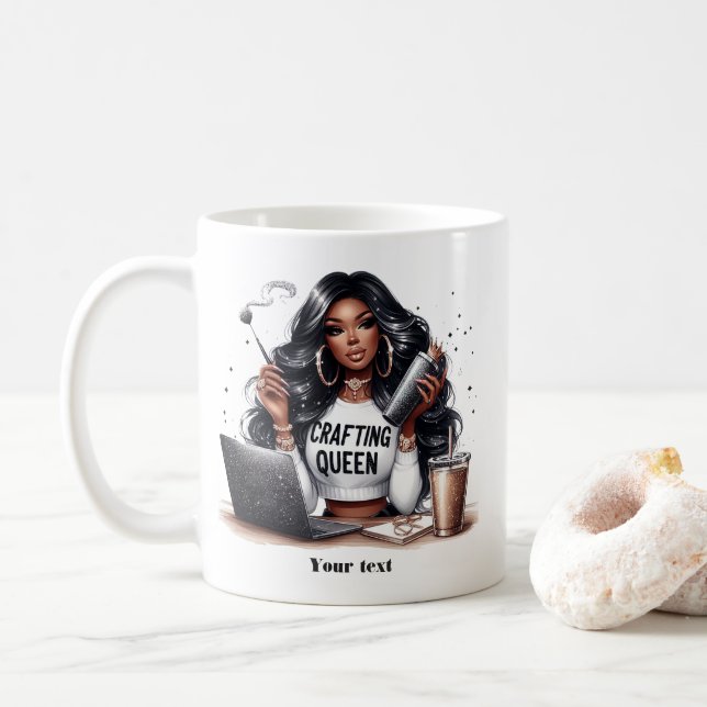 Afroamerikansk konsthantverksdrottning konst kaffemugg (Med munk)