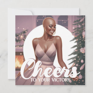 Afroamerikansk kvinna canceröverlevares glädje julkort
