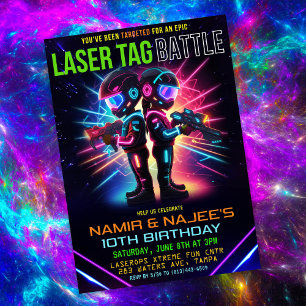 Afroamerikansk Laser Tag Födelsedagsfest Inbjudningar
