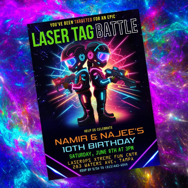 Afroamerikansk Laser Tag Födelsedagsfest Inbjudningar (Skapare uppladdad)