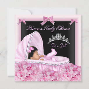 Afroamerikansk lille prinsessa baby shower flicka inbjudningar