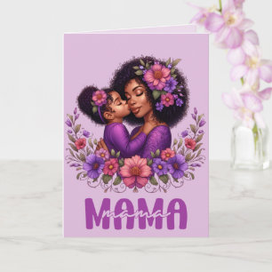 Afroamerikansk mamma och dotter mors dag kort