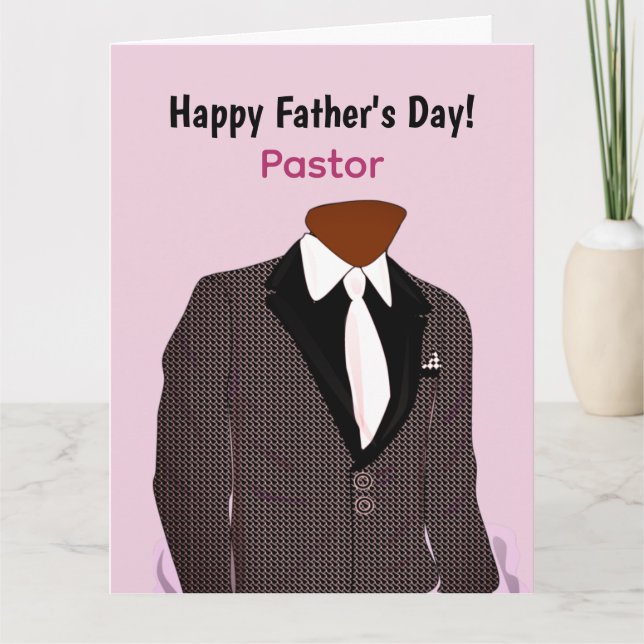 Afroamerikansk man i kostym Pastorns fadersdag Kort (Framsida)