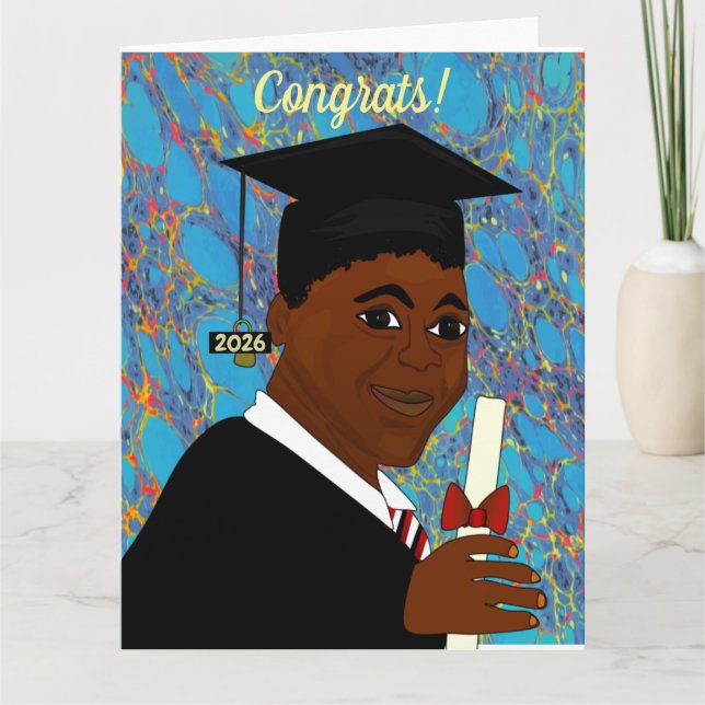  Afroamerikansk manlig 2026-examen Kort (Framsida)