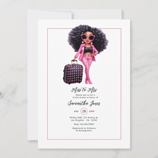 Afroamerikansk Miss till Mrs Bröllopsfest Inbjudningar (Framsida)