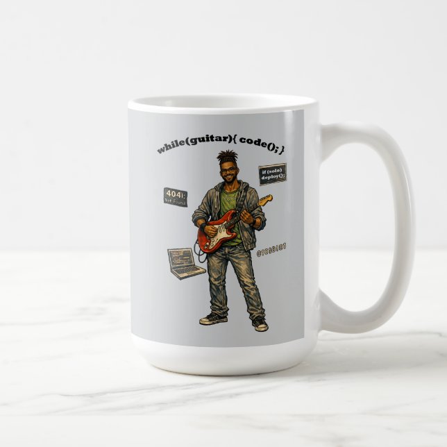 Afroamerikansk mjukvaruingenjör gitarrspelare kaffemugg (Höger)