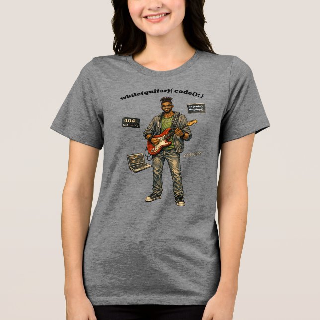 Afroamerikansk mjukvaruingenjör gitarrspelare t shirt (Framsida)