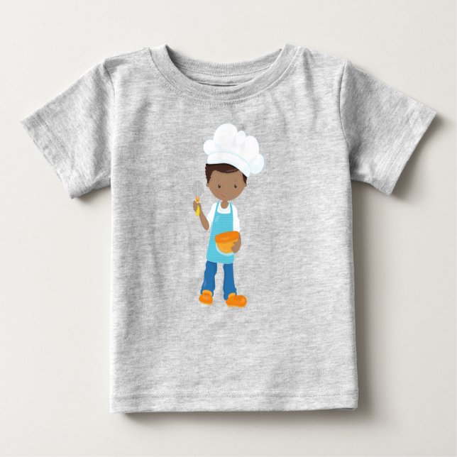 Afroamerikansk pojke, bakning, bagare, konditor t shirt (Framsida)
