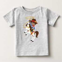 Afroamerikansk pojke, cowboy, sheriff, lasso t shirt
