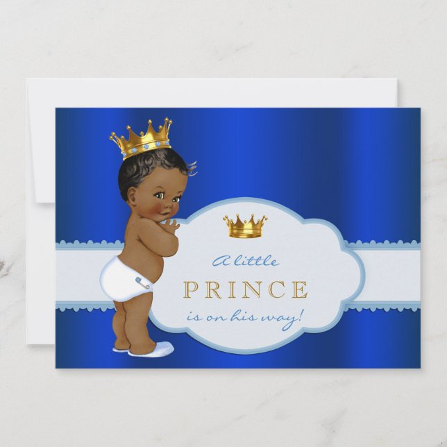 Afroamerikansk prins baby shower inbjudningar (Framsida)