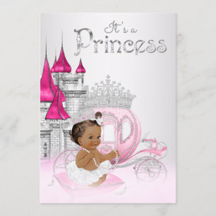 Afroamerikansk prinsessa baby shower inbjudan