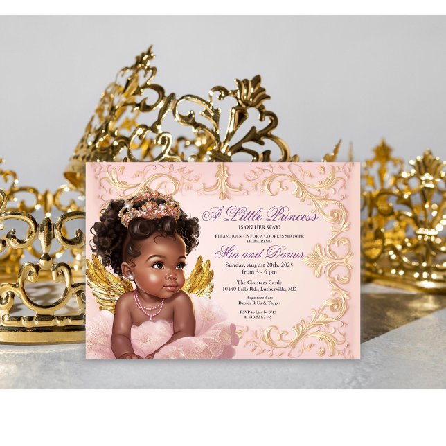 Afroamerikansk prinsessa baby shower inbjudan (Skapare uppladdad)