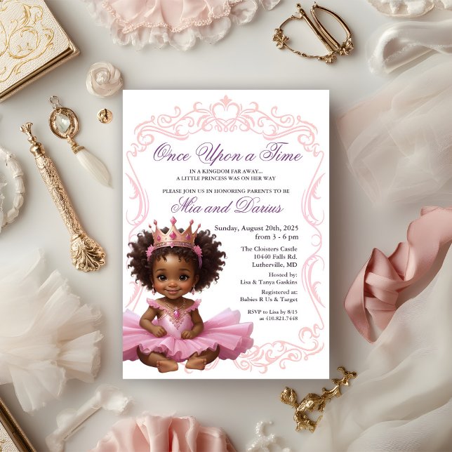 Afroamerikansk prinsessa baby shower inbjudan (Skapare uppladdad)
