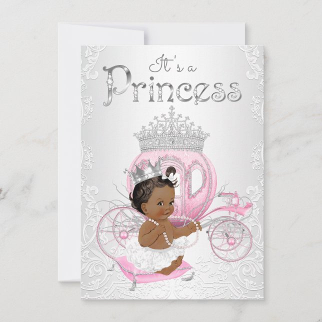 Afroamerikansk prinsessa baby shower inbjudningar (Framsida)
