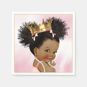 Afroamerikansk prinsessa baby shower pappersservet pappersservett