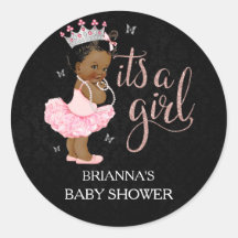 Afroamerikansk prinsessa Det är en tjej Baby Showe