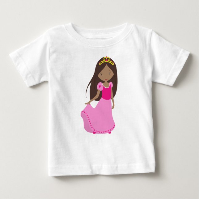 Afroamerikansk prinsessa, drottning, krona, baljur t shirt (Framsida)