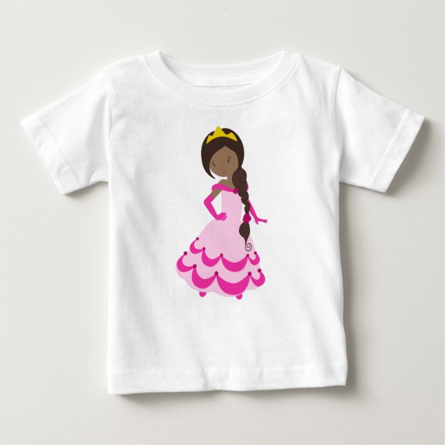 Afroamerikansk prinsessa, krona, klänning, rosa kl t shirt (Framsida)