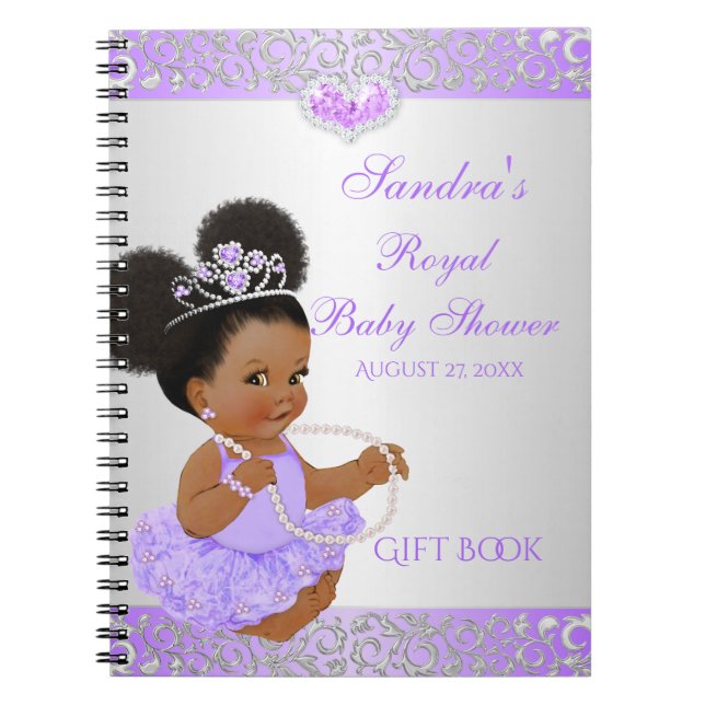 Afroamerikansk prinsessa Lilac Silver gåst present Anteckningsbok (Framsidan)