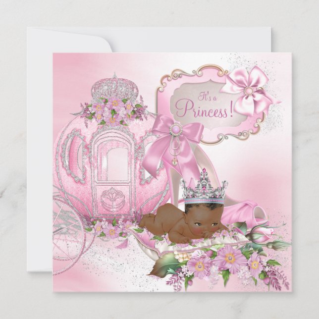 Afroamerikansk prinsessas baby shower inbjudningar (Framsida)