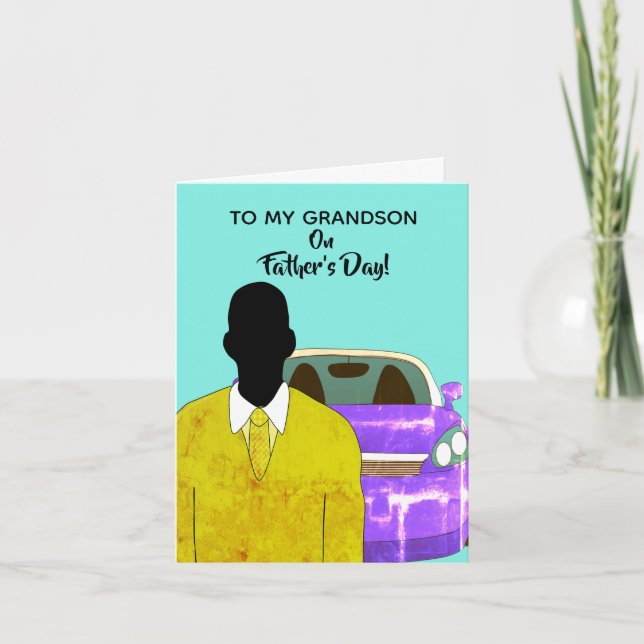 Afroamerikansk sonson kostym och slips fars dag kort (Framsida)