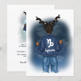 Afroamerikansk Stenbocken Zodiac Födelsedagsfest Inbjudningar