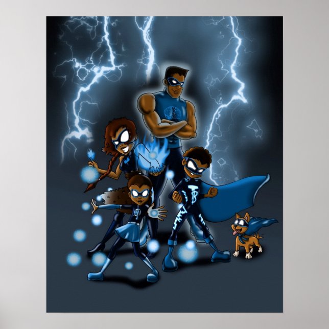 Afroamerikansk superhjältefamilj poster (Framsidan)