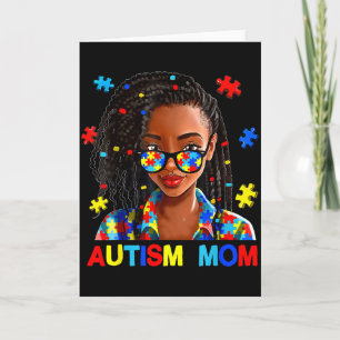 Afroamerikansk Svart Autism Mamma Afro Autism Medv Kort