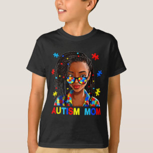 Afroamerikansk Svart Autism Mamma Afro Autism Medv T Shirt