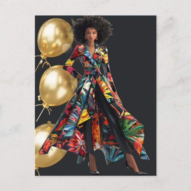 Afroamerikansk Svart Drottning Melanin Sista Butik Vykort (Framsida)