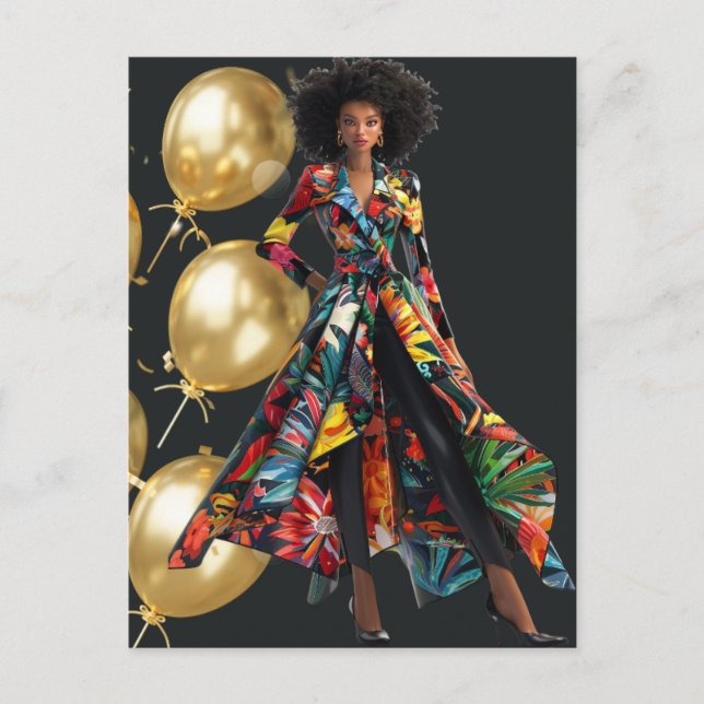 Afroamerikansk svart drottning melanin syster buti vykort (Framsida)