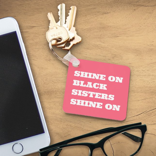 Afroamerikansk (svart) motiverande nyckelring (shine on keyring pink)