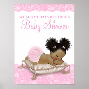 Afroamerikansk tjej baby shower-skyltar poster