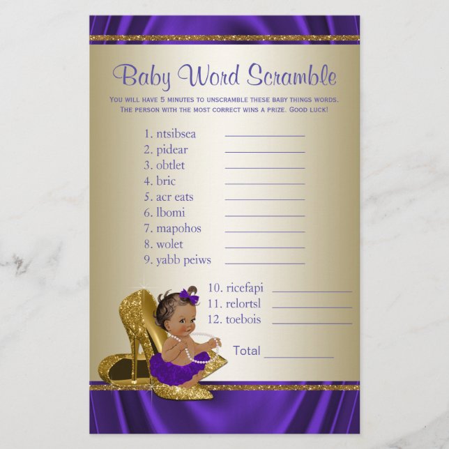 Afroamerikansk tjej baby shower-spel (Framsida)