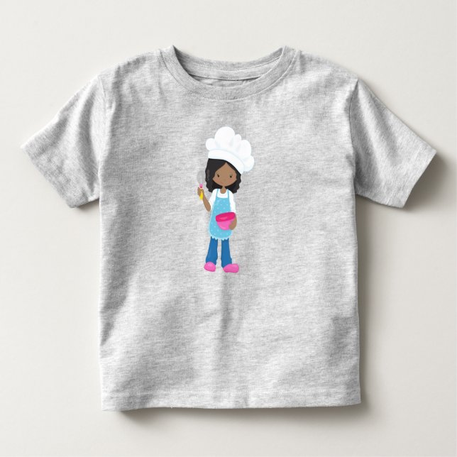 Afroamerikansk tjej, bakning, bagare, konditor t shirt (Framsida)