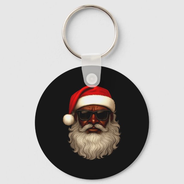 Afroamerikansk tomte jul pyjamas cool svart nyckelring (Framsida)