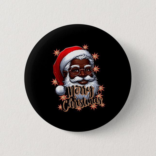 Afroamerikansk tomte jul pyjamas svart jul knapp (Framsida)