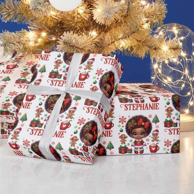 Afroamerikansk tomtebebis jul presentpapper (Helgdagar)