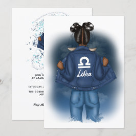 Afroamerikansk Vågen Zodiakus Tecken Födelsedagsfe Inbjudningar
