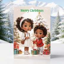 Afroamerikanska barn God Jul