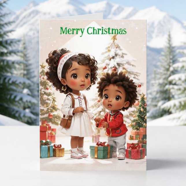 Afroamerikanska barn God Jul Helgkort (Skapare uppladdad)