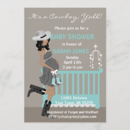 Afroamerikanska Cowboy Baby Shower-inbjudningar Inbjudningar