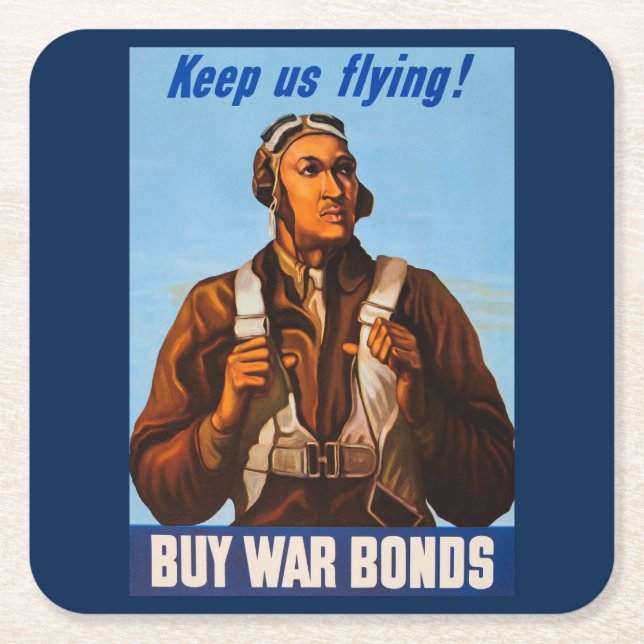 Afroamerikanska flygare jaktpiloter från andra vär underlägg papper kvadrat (Framsidan)