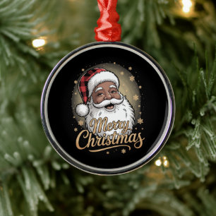 Afroamerikanska julpyjamas Santa Claus Julgransprydnad Metall