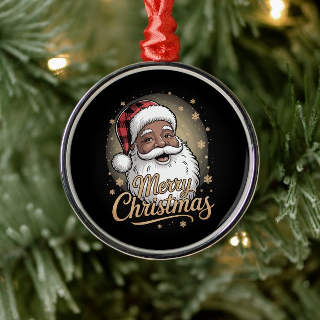 Afroamerikanska julpyjamas Santa Claus  Julgransprydnad Metall (Träd)
