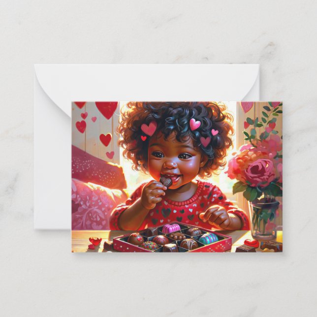 Afroamerikanska klassrumsvalentinekort anteckningskort (Framsida)