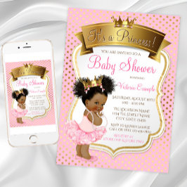 Afroamerikanska prinsessbabybjudningar inbjudningar