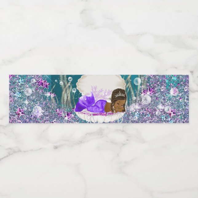 Afroamerikanska sjöjungfru vattenflasketiketter vattenflaskor etikett (Singel etikett)