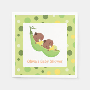 Afroamerikanska söta tvillingar baby shower servet pappersservett